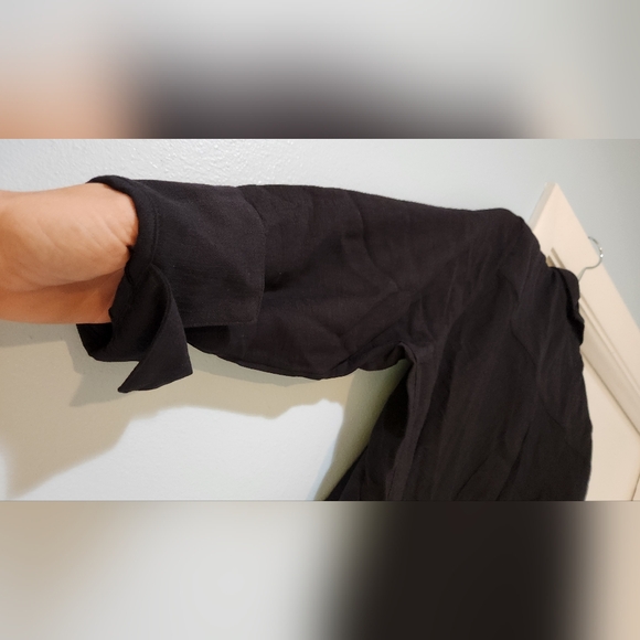 Women's Boho Chic Black Reverse Button-down Shirt L NWT - Picture 6 of 10